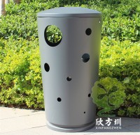 戶(hù)外鏤空?qǐng)A柱形不銹鋼垃圾桶