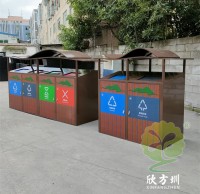 深圳景區(qū)轉(zhuǎn)木紋不銹鋼分類垃圾桶
