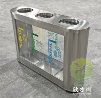外貿室內環(huán)衛(wèi)透明三分類不銹鋼垃圾桶
